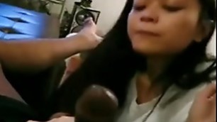 Pinay girl sucking a big black meat