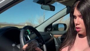 Sexy Shemale Gets Her Cock Sucked In Car