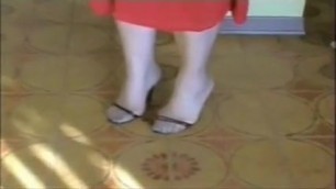 Granny's Feet In Heels Covered In Cum