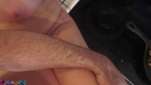 Stepbro home from college fucks stepsister in the kitchen