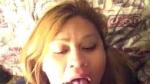 Mexican Girl deepthroat and getting dick slapped