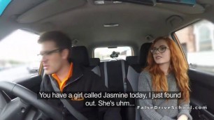 Threesome ffm fuck in fake driving school car (Stор Jerking Off! Join Now: H‌otDa​ting24.com)