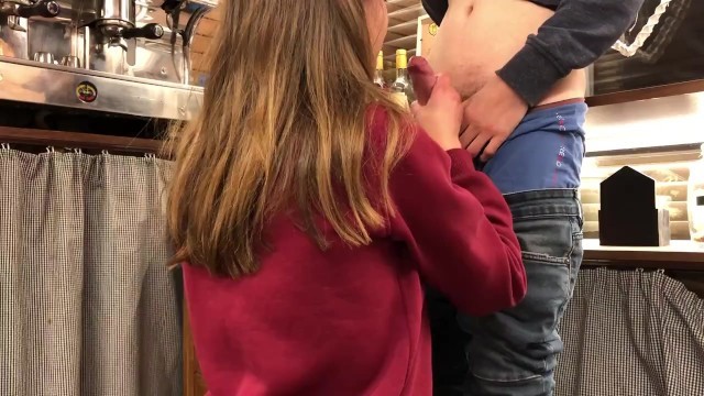 GIRL BARISTA DOES BLOWJOB TO TEEN AT WORK (WITH TALK)