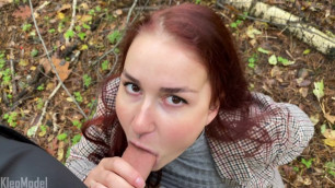 BlowJob in the Park from a Red-haired Girl in a Coat. KleoModel