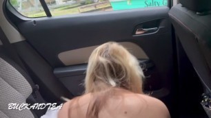 Big Booty Stepmom Sucks Dick and Gets her Pussy Cream Pied in the Car